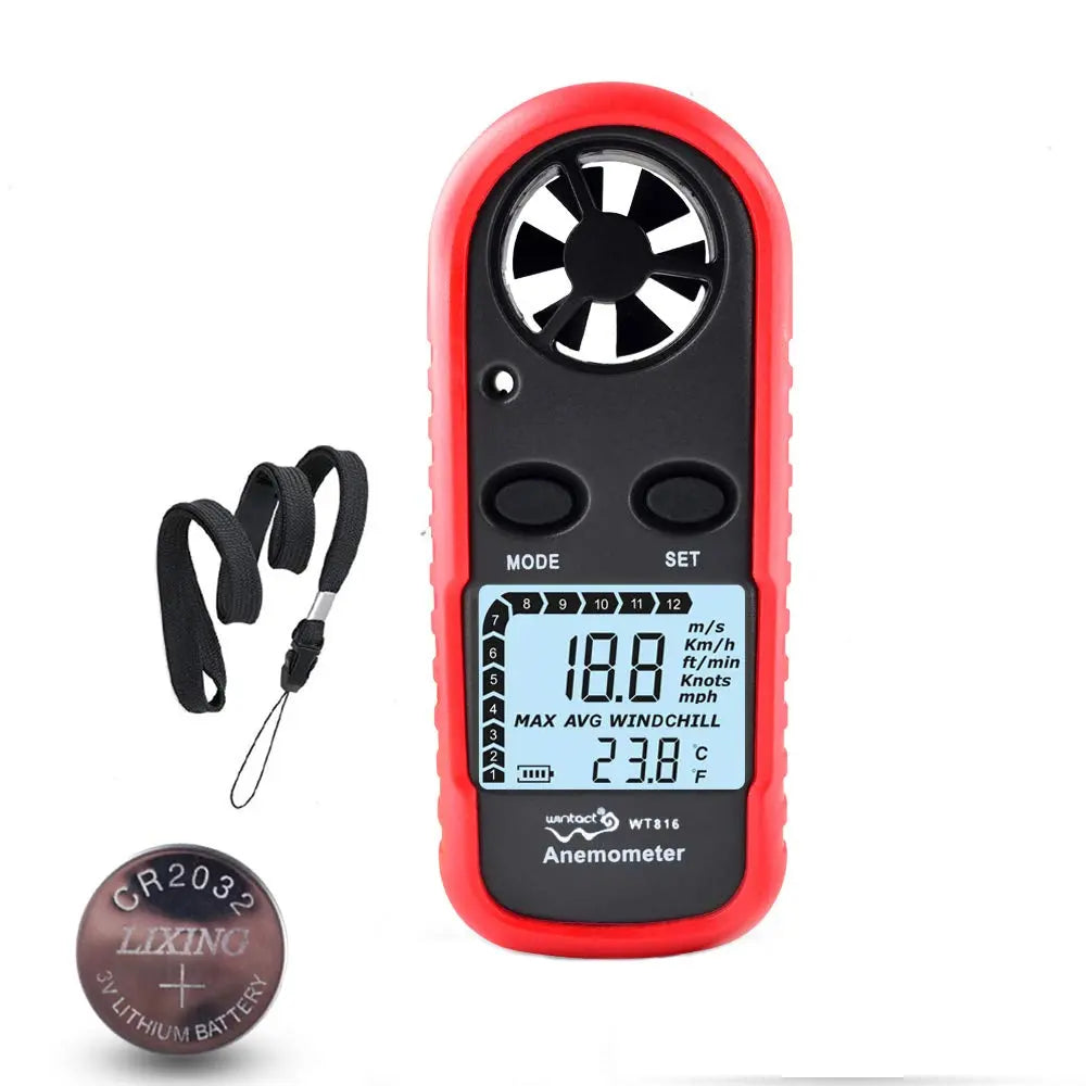 Wintact WT816 Handheld Wind Speed &amp; Digital Air Temperature Anemometer Meter Awesome Imports