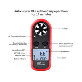 Wintact WT816 Handheld Wind Speed & Digital Air Temperature Anemometer Meter Awesome Imports