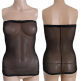Womens Sun Beach Club Black Mesh Long Tube Top - 5XL