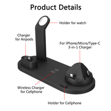 Load image into Gallery viewer, Techme 6 in 1 Wireless Charging Dock for iOS/Airpods/Apple Watch &amp; Android