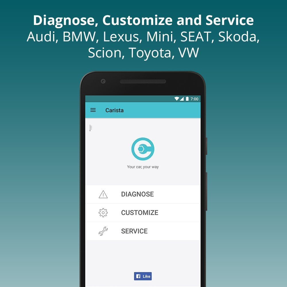 Carista OBD2 Bluetooth Adapter for iOS and Android: Diagnose, Customize and Service, dealer level