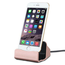Load image into Gallery viewer, Techme Rose Gold Charge &amp; Sync Dock Station with Lightning Connector for iPhone