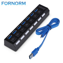 Load image into Gallery viewer, 7 Ports High Speed USB Hub 5 Gbps USB 3.0 Hub On/Off Switch Hub USB Splitter For PC Laptop Computer Drop Shipping
