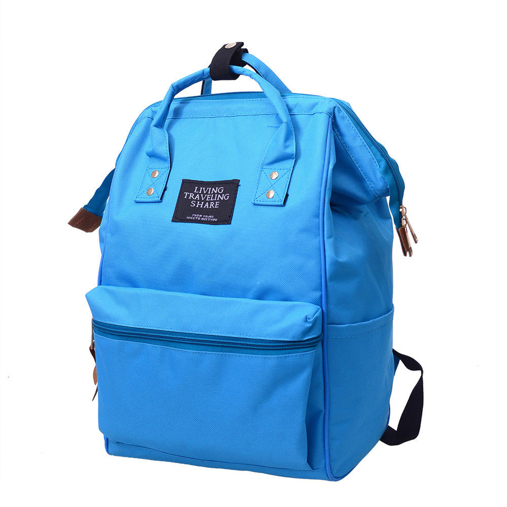 Unisex Solid Backpack School Travel Bag Double Shoulder Bag Zipper Bag
