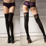 Black Bow Lace Thigh High Stockings