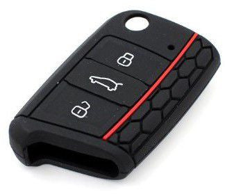 Protective Key Cover for VW MK7 Style 1 - Black & Red Stripe